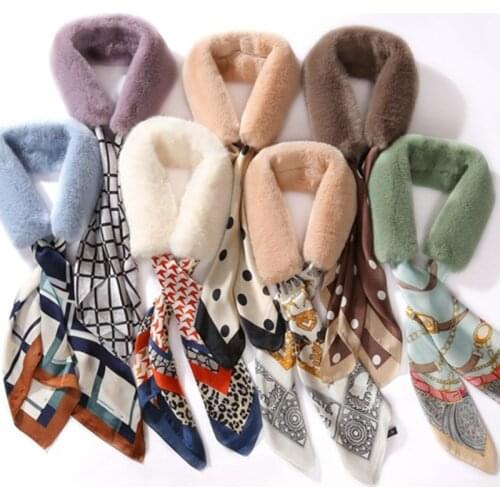 Sweet Elegant Warm Versatile Rex Rabbit Fur with Ribbon Bow Small Scarf Small Scarf Small Square Scarf Gift