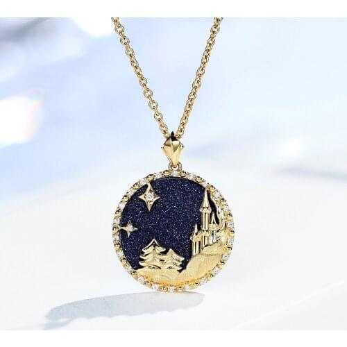 Fashion Gold Color Castle Necklace Fine Chain for Women Girls Birthday Gifts Charm Short Necklace Cocktail Party Jewelry