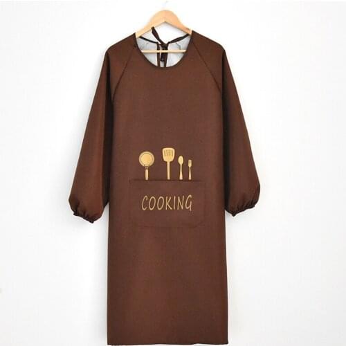 Korean fashion apron long sleeve waterproof and oil proof kitchen cooking mens adult overalls work clothes custom logo