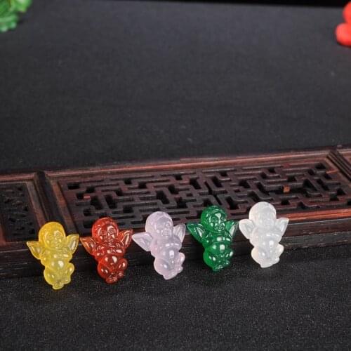 Natural agate Carved Lucky Angel Jade Pendant Chinese Necklace Charm Jewellery Fashion Amulet Luck Gifts for man Women