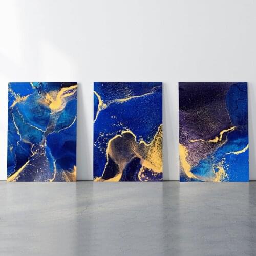 Natural Luxury Abstract Blue Fluid Art Canvas Wall Art Prints Marble Canvas Paintings Wall Pictures Posters Bedroom Home Decor