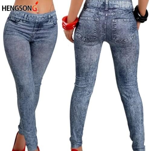 New Fashion Push Up Leggings Women Slim Jeggings One Size Stretch Elastic Pencil Leggings Jeans Denim High Waist Leggings