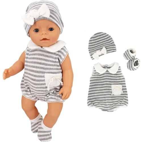 Baby Dolls clothes wool jumpsuit + hat suitable for 17 inch reborn baby doll outfit children toys wear