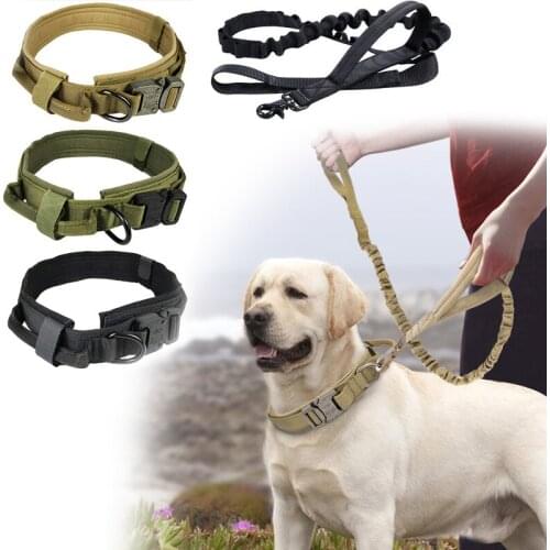 Dog Collar Dog Nylon Adjustable Military Tactical Large Dog Collar with Handle Training Running Customized Pet Collar