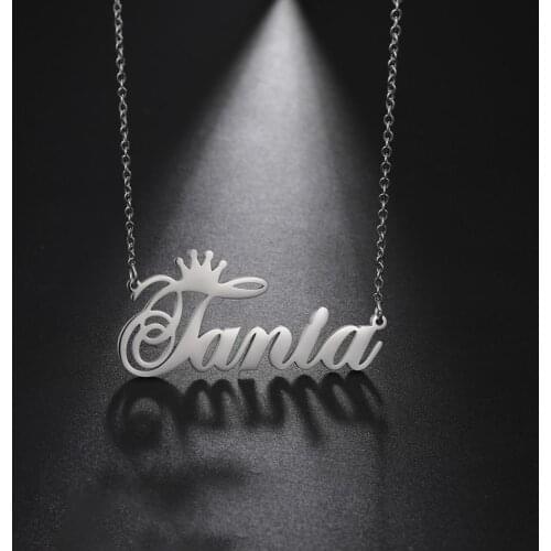 Sipuris Custom Name Necklace Personality Crown Stainless Steel Necklace For Women Man Customized Jewelry Girlfriend Gift Steel