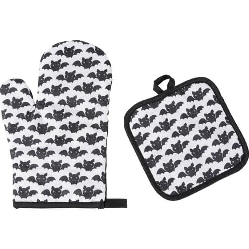 Microwave Oven Glove Temperature Resistance Thick Anti-scalding Halloween Pattern Microwave Oven Mitts for Home Baking Tools