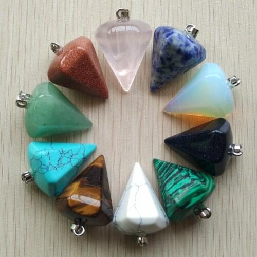 Wholesale 10pcs/lot Fashion Assorted Natural Stone Pyramis Shape charms Pendants 25x30mm for jewelry making free shipping