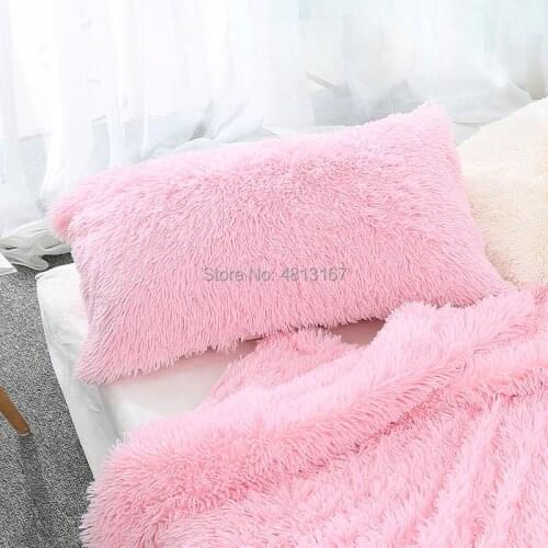 Fluffy Plush Pillow Case 50x70cm Luxury Long Hair Home Bed Sleeping Pillowcase Throw Cushion Pillow Cover Warm Winter