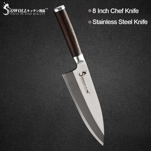 Sowoll 8'' INCH High Carbon Heavy Duty Knife Cleaver Butcher Chopping Full Tang Slicer Meat Fish Cooking Accessory Tools