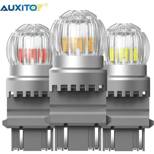 AUXITO 2Pcs T25 3157 P27W P27/7W LED Amber White Red 3030SMD 3156 LED Bulb Lamp for DRL Car Brake Stop Reverse Parking Light 12V