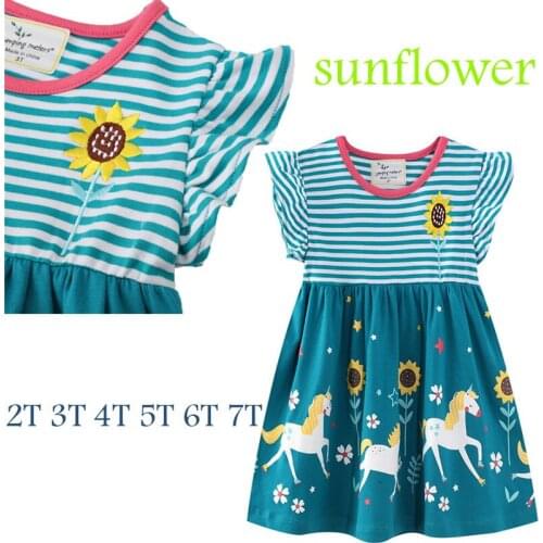 Vestidos Birthday School Role-playing Dress Novelty Girls Clothes Summer O-neck Unicorn Plant Flower Stitching Baby Girl Dress