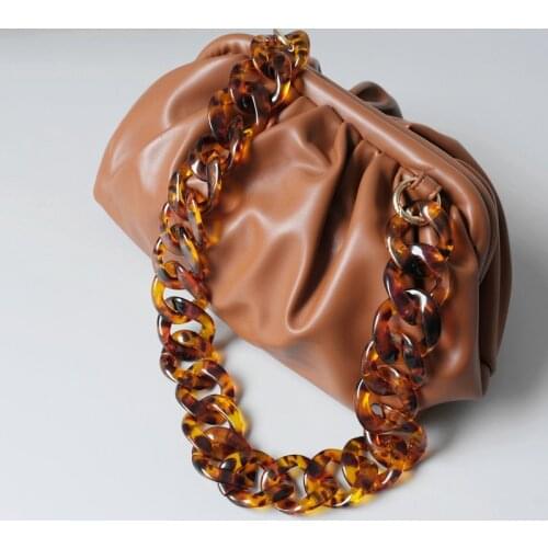 Vintage Leopard Acrylic Resin Necklace Contrasting Color Vintage Handmade Removable Thick Chain Bag Decorative Chain