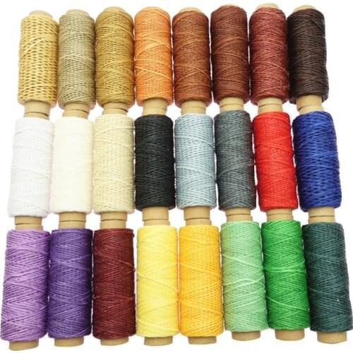 24Color 50m Leather Sewing Wax Thread Hand Stitching Cord Craft DIY Tools Knitting Dyeing Craft Flat Waxed Line Accessories