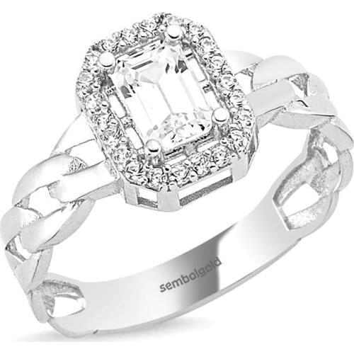 Sembolgold White Gold Baguette Ring Auger Design 0.60 Carat Wedding Engagement Anniversary Diamond Elegant Ring for Women Carat