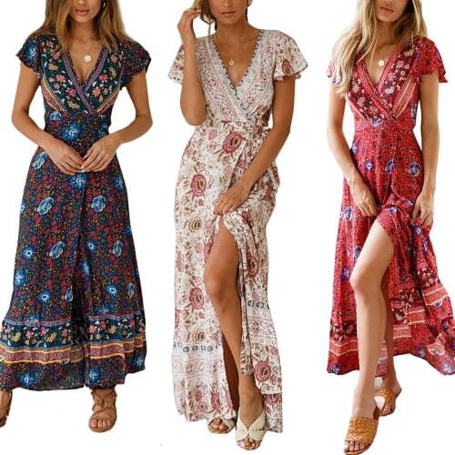 Dress Women Summer new 2021 Europe United States womens Bohemia printing beach clothes Dresses Casual Vestidos ZXP015