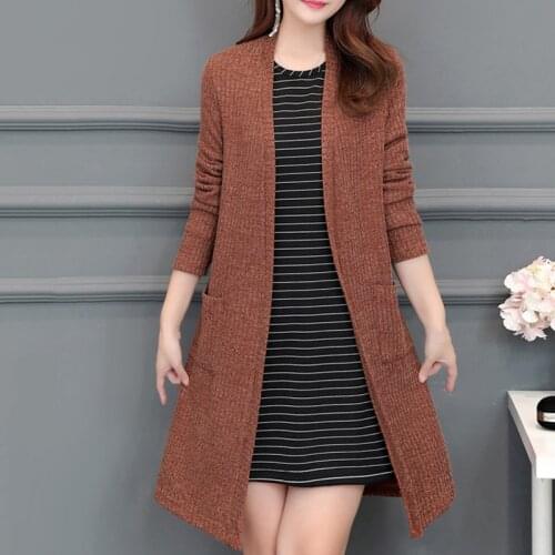 OHRYIYIE Plus Size 5XL Long Cardigan Sweater Women 2020 Spring Autumn Vintage Knitted Sweaters Female Casual Thick Coats XL-5XL