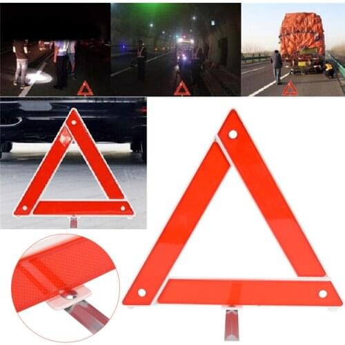 1pc New Car Emergency Breakdown Warning Triangle Red Reflective Safety Hazard Car Tripod Folded Stop Sign Reflector