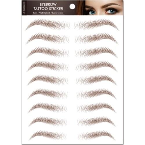 10 Sheets 6D Ecological Eyebrow Sticker Waterproof Eyebrow Tattoo Transfers C1FF