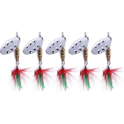 10PCS 6.4CM 6.8G 6#feather hooks metal spinner bait spoon lure sequin trolling pike fishing baits pesca fishing tackle