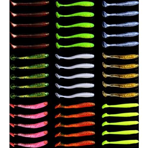 10pcs/lot Jig Head Soft Bait 45mm 0.62g Silicone Worm Shad Vivid Grubs Fishing Lure Japan Pesca Isca Tackle