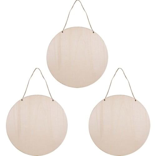 3pcs 30cm large Round Natural Wood Chips with hemp ropes diy Handmade accessories home christmas wedding decoration Wooden Craft