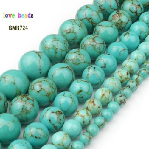 4/6/8/10/12mm Second Generation Green Howlite Stone Beads for Jewelry Bracelet Making Round Loose Beads Strand 15