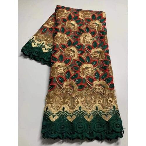 African Lace Fabric 5 Yards High Quality Embroidery Beaded French Tulle Lace Nigerian Wedding Party Dress Sewing Material DFN240