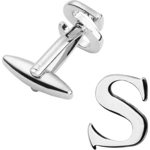 Free delivery, high quality copper material cuff links, brand new fashionable silvery S letter cuff links, mens wedding gifts