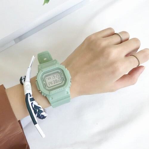 Matcha Green Women Fashion Sports Digital Watches Retro Rectangle Electronic Watch Casual Female Clock Waterproof Drop Shipping