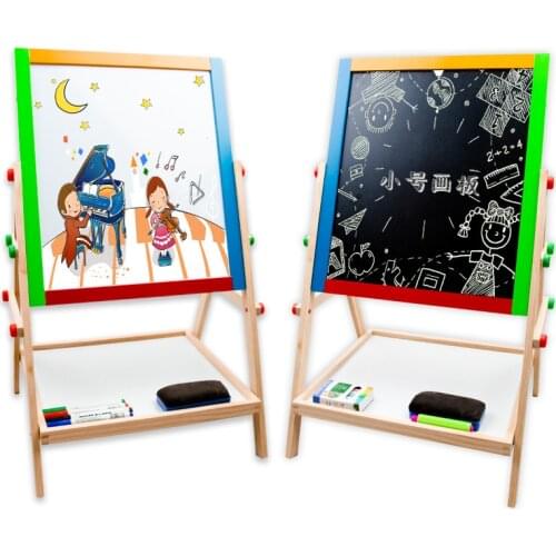 Mupin childrens wooden double-sided magnetic lifting board colored wooden painting art two-in-one small picture board toys