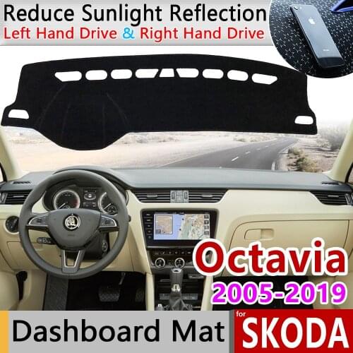 For Skoda Octavia 2 3 A5 A7 MK2 MK3 1Z 5E Anti-Slip Mat Dashboard Cover Pad Sunshade Dashmat Dash Protect Carpet Accessories Rug