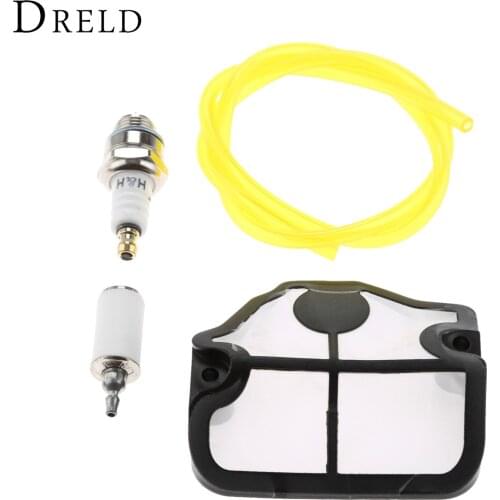 DRELD 4Pcs/set Air Fuel Filter Fuel Line Hose Tube Spark Plug for Husqvarnaa 36 41 136 136LE 137 137E 141 141LE 142E Chainsaw