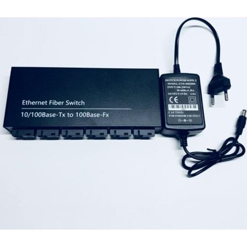 10/100M Fast Ethernet switch Converter 25KM Ethernet Fiber Optical Media Converter Single Mode 2*RJ45 & 6*SC fast fiber Switch