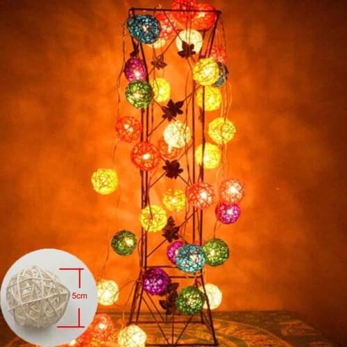 5m 20 Balls String Fairy Lights Sepak Takraw Rattan Balls Christmas LED Strip Light Garlands Outdoor Decoration Wedding Lights