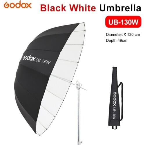 Godox UB-130W 51in 130cm Parabolic Black White Reflective Umbrella Studio Light Umbrella with Black Silver Diffuser Cover Cloth