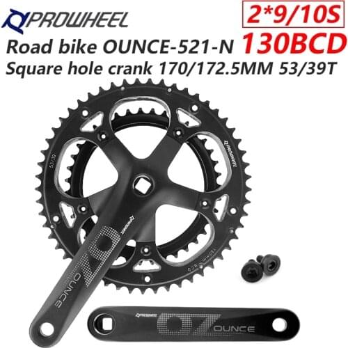 PW road bike crank kit, OUNCE-521-N square hole, 170mm crank, 130BCD, 39/53T folding bike double sprocket, road bike crank kit