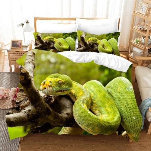 Animal Green Snake Bedding Set For Adult Bed Covers Single Double King Queen Size Duvet Cover Sets 2/3pcs Bedclothes