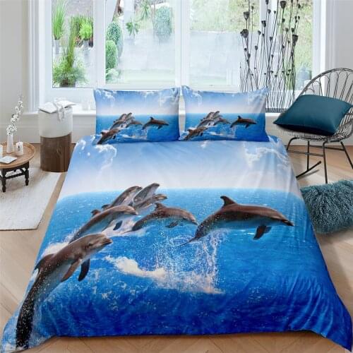 Animal Dolphins Printing 3D Bedding Sets Polyester Lightweight Duvet Cover 90 Young 240x220 Bed Liene Bed Set For People Adult