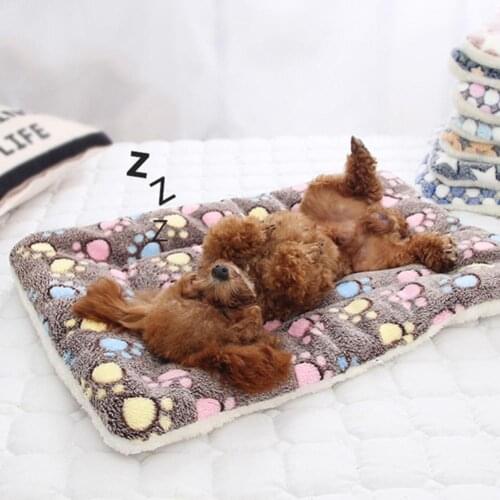 Pet Dog Cat Star Paws Bed Mat Soft Fleece Blanket Warm Sleeping Cushion Living Room Mattress