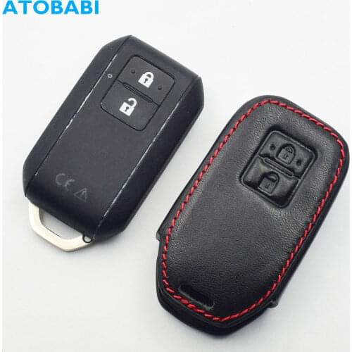 ATOBABI Leather Car Key Cases For Suzuki Swift 2017 2018 2019 2 Buttons Smart Keychain Remote Control Fobs Shell Protector Cover