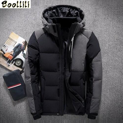Boollili 2020 White Duck Down Jacket Men Casual Mens Winter Jackets Down Coat Detachable Hat Parka Abrigos Para Hombre