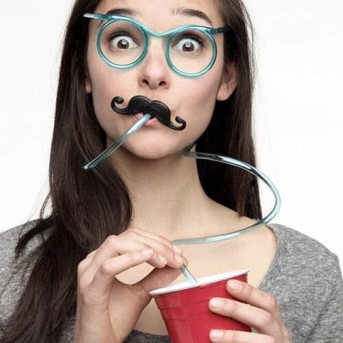2020 Hot! Funny Soft Glasses Straw Unique Flexible Drinking Tube Kids Party Accessories