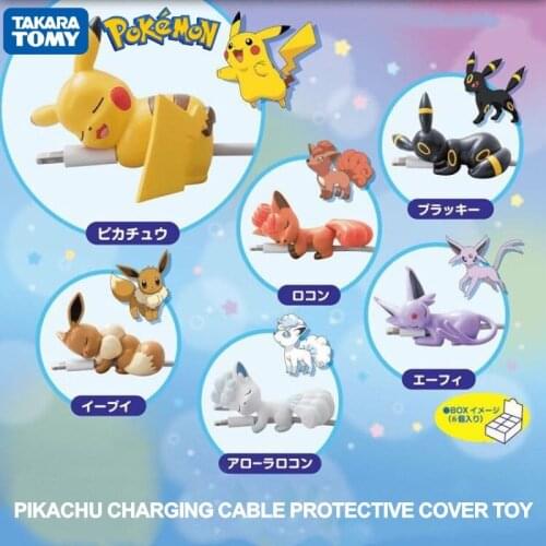 Hot Sale Pokemon Cute Fashion Kawaii Pikachu Cartoons Pvc Figure Buckle Usb Charging Cable Protective Cover Eevee Vulpix Toys