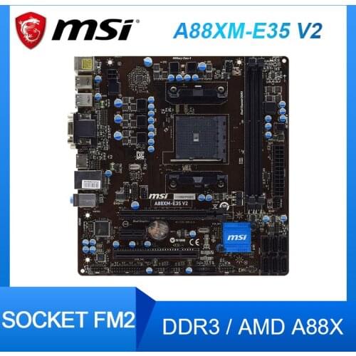MSI A88XM-E35 V2 Socket FM2 AMD A88X Desktop Motherboard DDR3 32GB support A8-8650 A8-7670K CPUS USB3.0 SATA3 PCI-E 3.0 X16