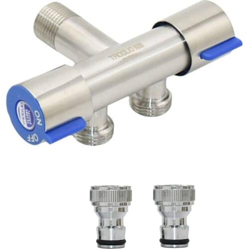 Metal 1/2 Male to 1/2 inch 2-way Garden Tap Water Splitter Irrigation Valve Quick Connector 5/8" Garden Hose Splitter 1 Set