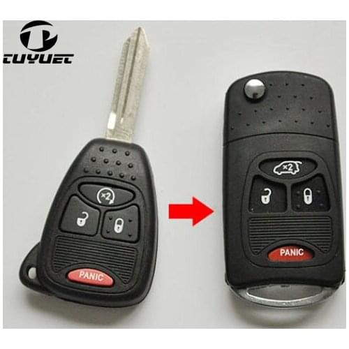3+1 Buttons Modified Folding Flip Remote Shell for Chrysler 300C Car Key Blank FOB Case Small Button with Battery Location