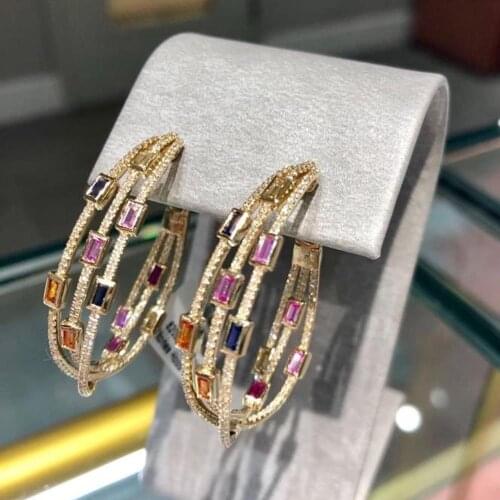 Missvikki Trendy Twist Across Hoop Earrings Dubai Colorful Women Bridal Wedding Jewelry Aperture Earring pulseras mujer moda