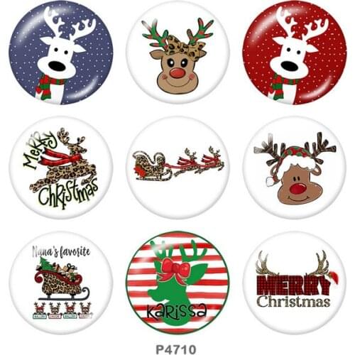 DEER MERRY Christmas 12mm/18mm/20mm/25mm/30mm Round glass cabochon flat back Making findings snap button jewelry P4710