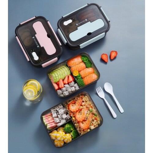 Large-capacity Separated Plastic Sealed Lunch Box Student Office Workers Square Lunch When Box Microwave Oven Is Available