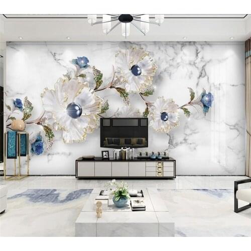 Custom wallpaper 3d modern minimalist relief simple and elegant jewelry flower mural living room bedroom TV background wall Обои